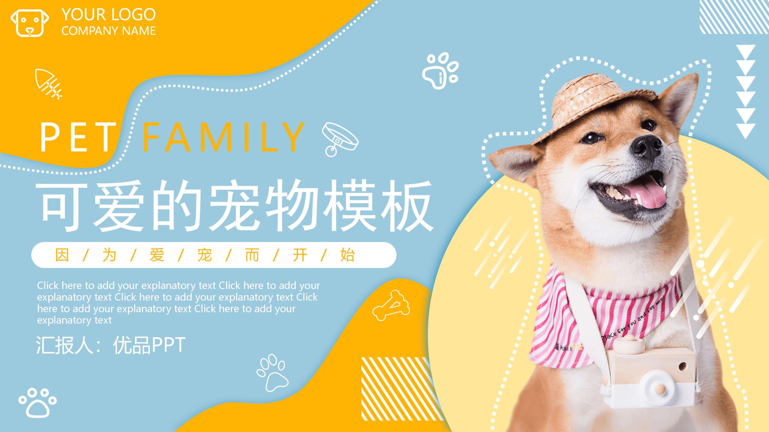 宠物狗狗背景的杂志风宠物店介绍PPT模板-8PPT
